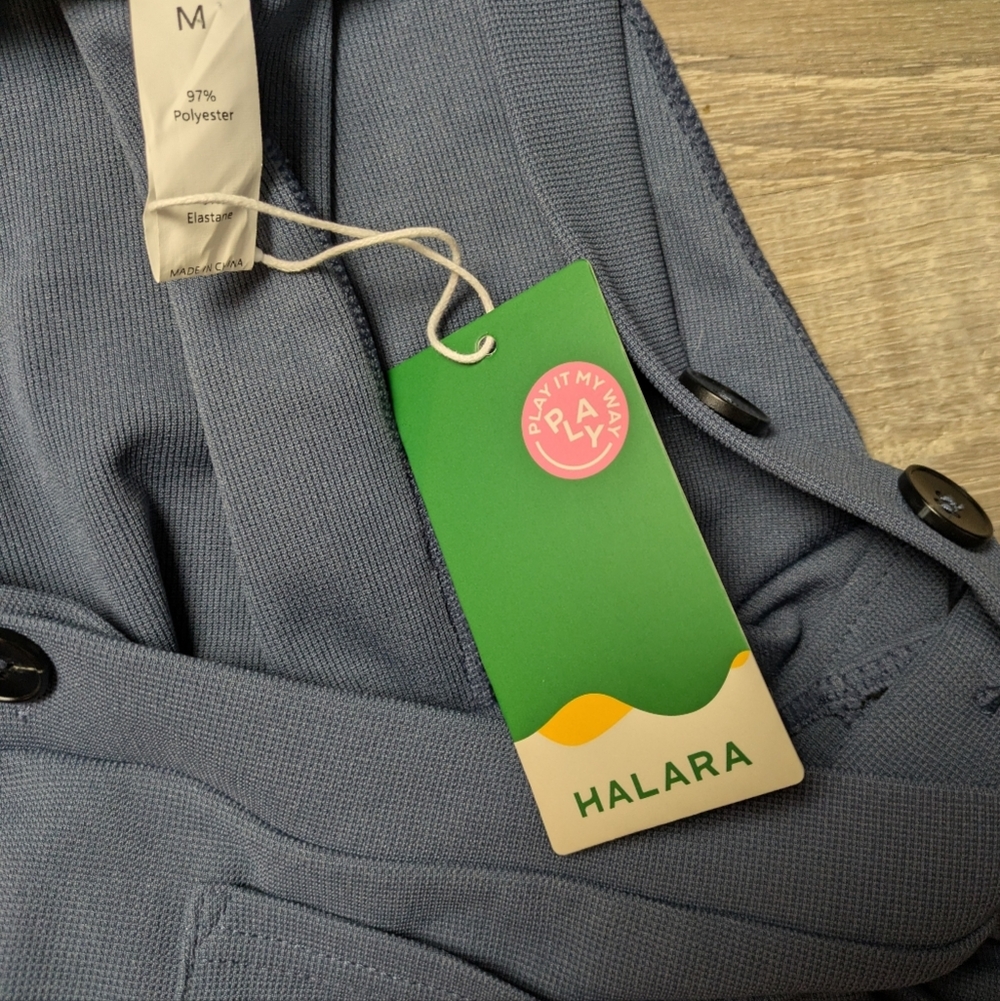 Halara Adjustable Strap Button Waffle Casual Jogger Dungarees Grisaille Medium - Picture 6 of 8